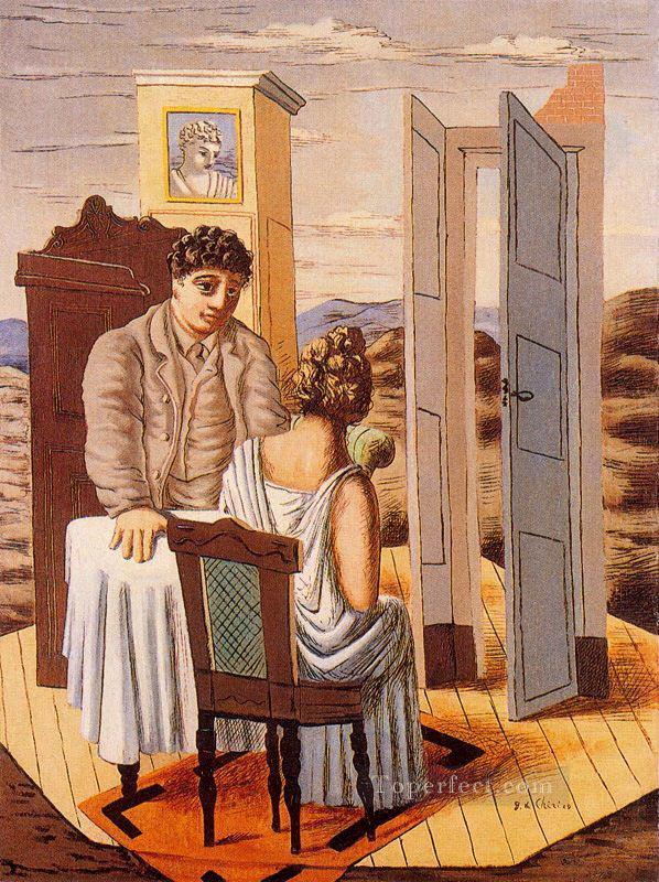会話 1927 ジョルジョ・デ・キリコ 形而上学的シュルレアリスム油絵